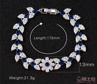 宝莉雅花卉锆石手链 水滴白金电镀手镯，优雅礼赠选择